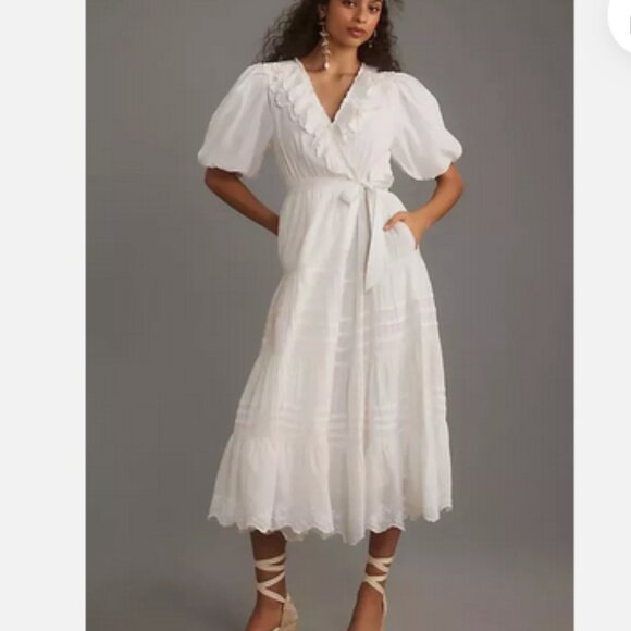 Anthropologie Dresses & Skirts - Anthropologie Love the Label MP NWT Short-Sleeve Ruffled Tiered Wrap Maxi Dress